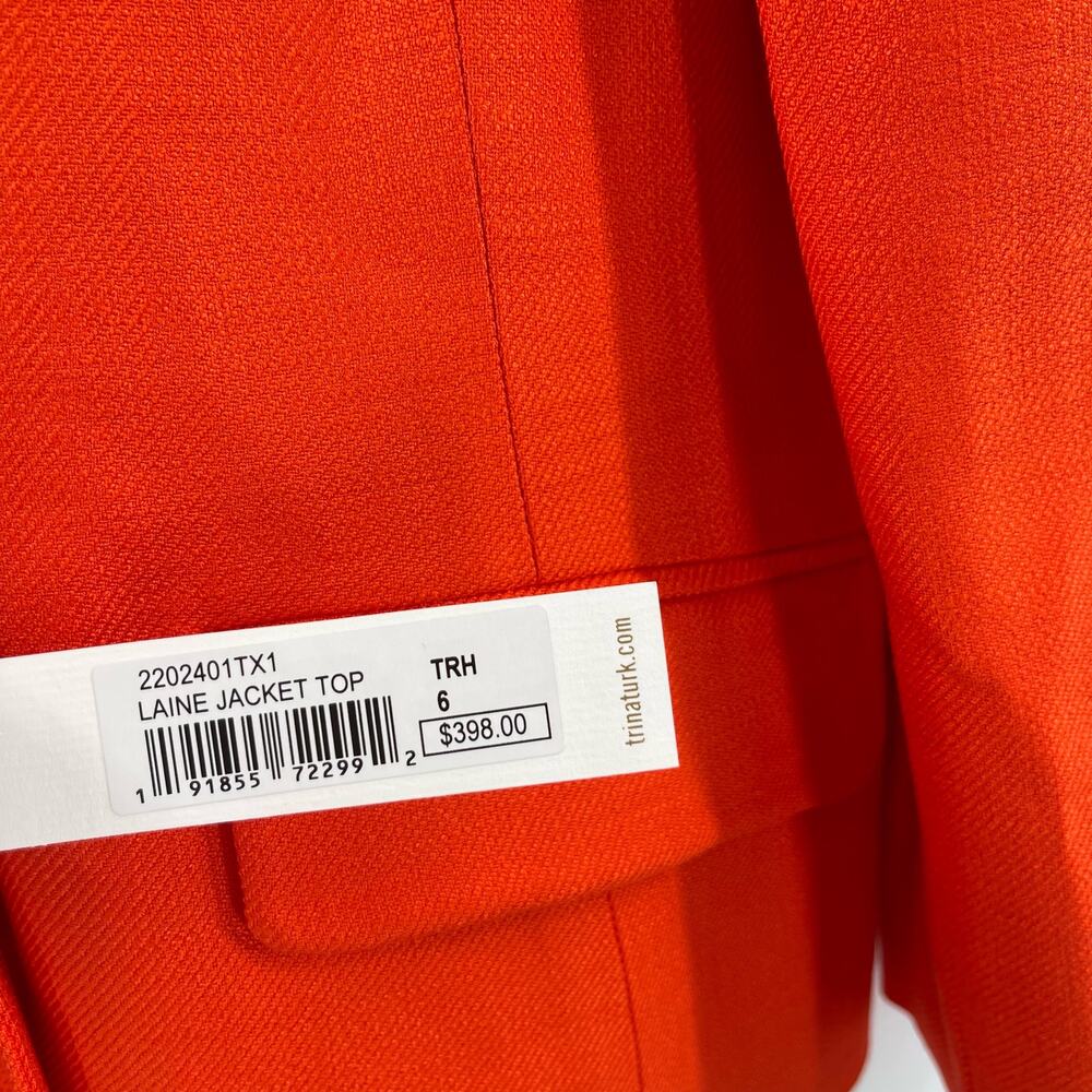 TRINA TURK Laine Jacket Top Size 6 NWT Button Down Cold Shoulder Orange - Picture 8 of 16